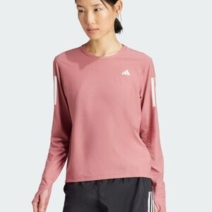 Adidas Aeroready Own the Run Long Sleeve Tee Wonder Orchid Pink Size Medium